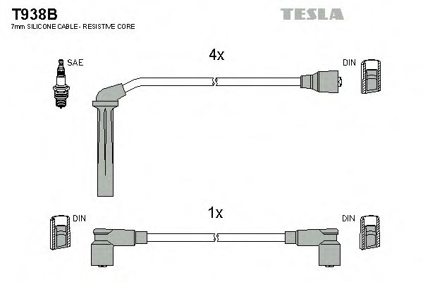 Комплект проводов зажигания TESLA T938B