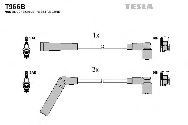 Комплект проводов зажигания TESLA T966B