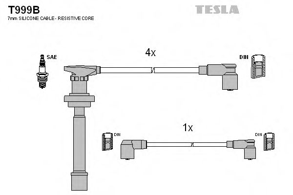 Комплект проводов зажигания TESLA T999B