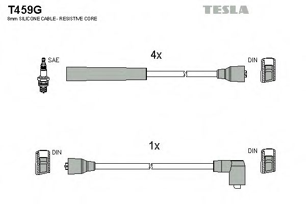 Комплект проводов зажигания TESLA T459G