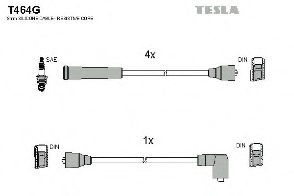 Комплект проводов зажигания TESLA T464G