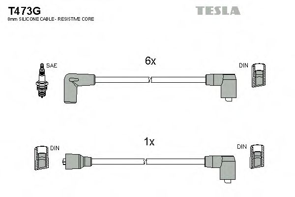 Комплект проводов зажигания TESLA T473G