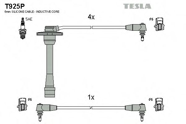 Комплект проводов зажигания TESLA T925P