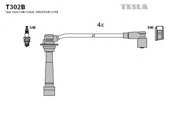 Комплект проводов зажигания TESLA T302B