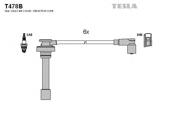 Комплект проводов зажигания TESLA T478B