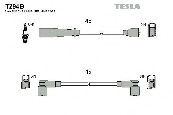 Комплект проводов зажигания tesla T294B