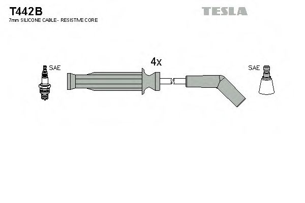 Комплект проводов зажигания TESLA T442B