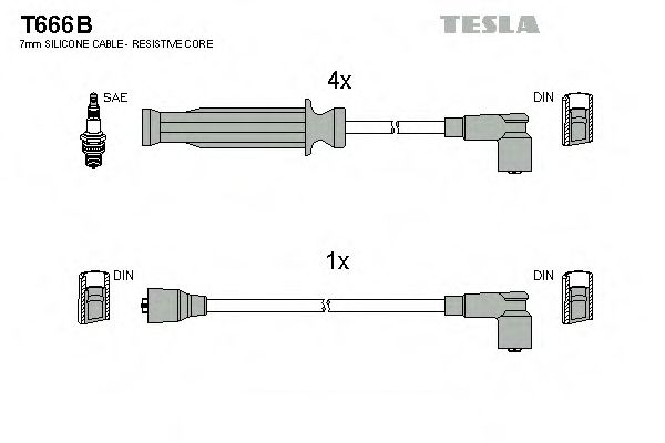 Комплект проводов зажигания tesla T666B