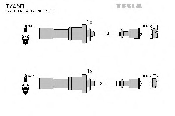 Комплект проводов зажигания TESLA T745B