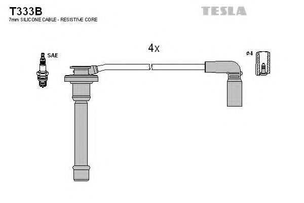 Комплект проводов зажигания TESLA T333B