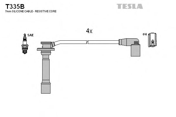 Комплект проводов зажигания TESLA T335B