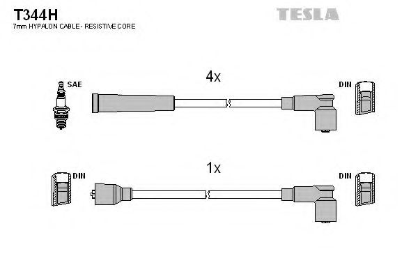 Комплект проводов зажигания TESLA T344H