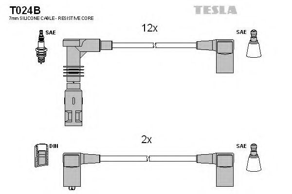 Комплект проводов зажигания TESLA T024B
