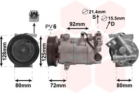 Компрессор кондиционера VAN WEZEL 4300K489 Компрессор кондиционера VAN WEZEL 4300K489