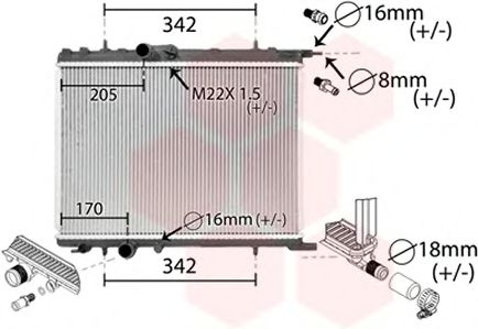 Радиатор охлаждения двигателя VAN WEZEL 40002300