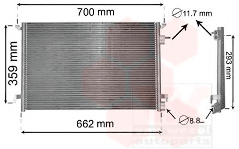 Радиатор кондиционера VAN WEZEL 37005397