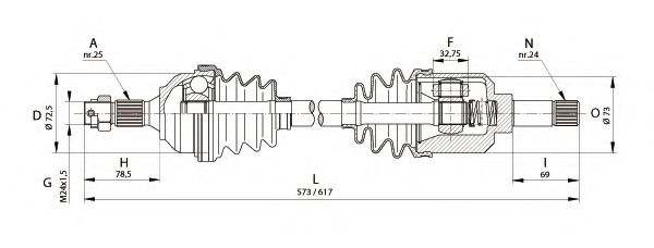 Полуось в сборе openparts DRS6218.00