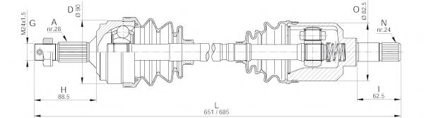 Полуось в сборе openparts DRS6254.00