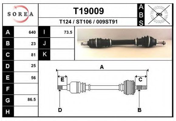 Полуось в сборе eai T19009