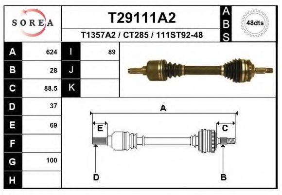 Полуось в сборе EAI T29111A2