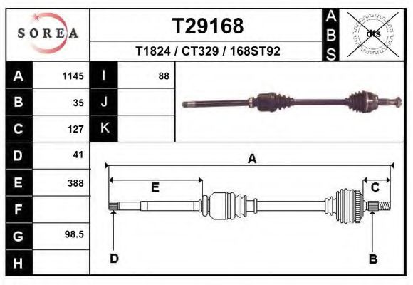 Полуось в сборе EAI T29168