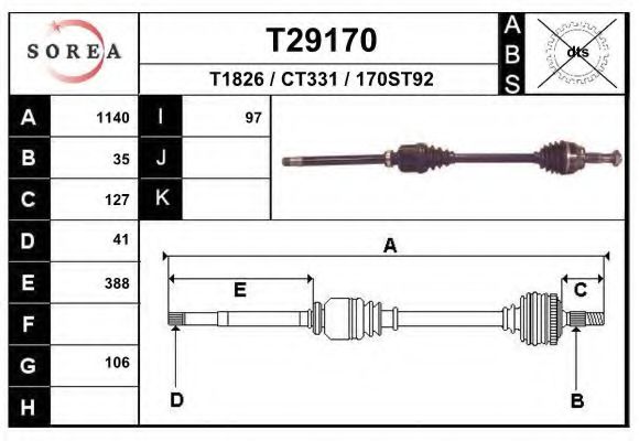 Полуось в сборе EAI T29170