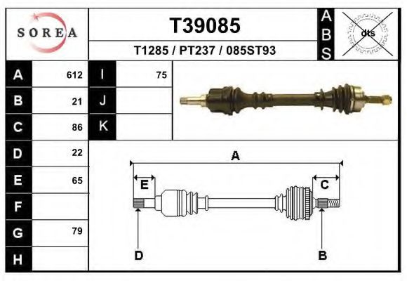 Полуось в сборе EAI T39085