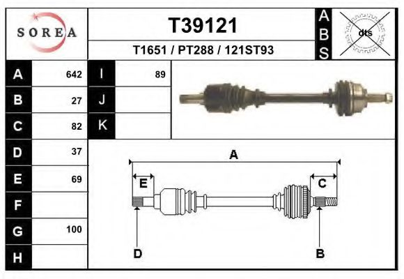 Полуось в сборе EAI T39121