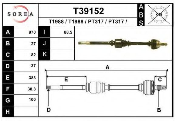 Полуось в сборе EAI T39152