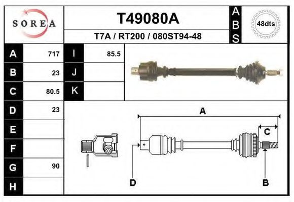 Полуось в сборе EAI T49080A