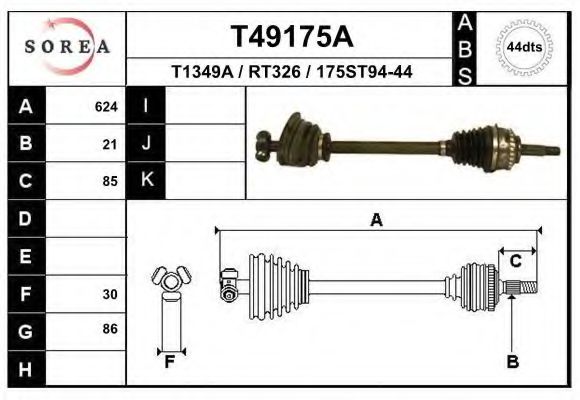 Полуось в сборе EAI T49175A