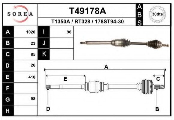 Полуось в сборе eai T49178A