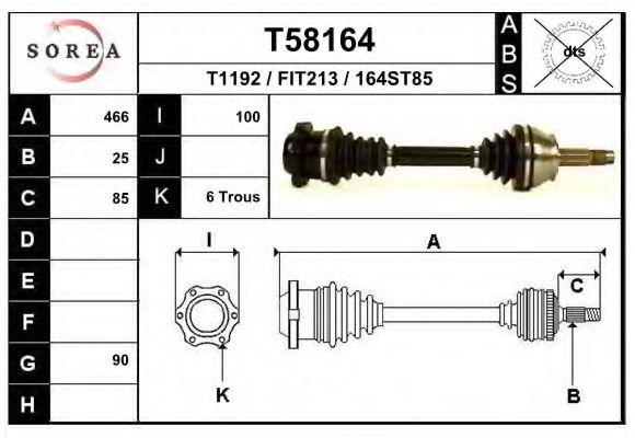 Полуось в сборе eai T58164
