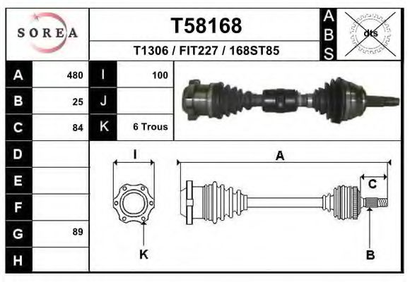 Полуось в сборе EAI T58168