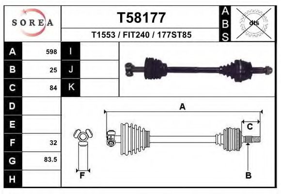 Полуось в сборе eai T58177