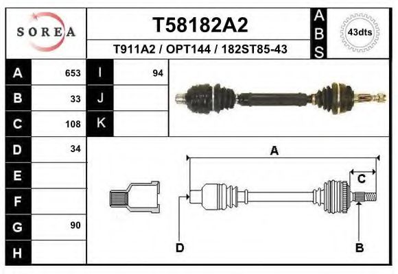 Полуось в сборе eai T58182A2