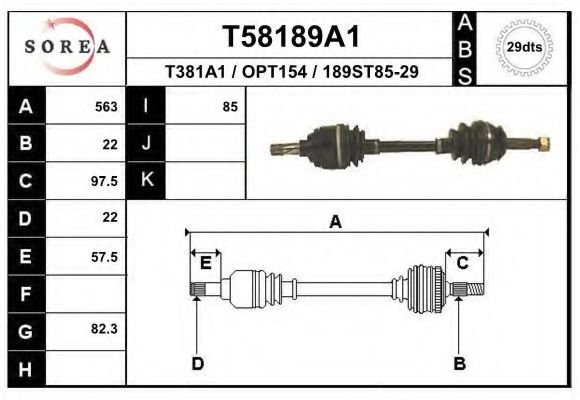 Полуось в сборе EAI T58189A1