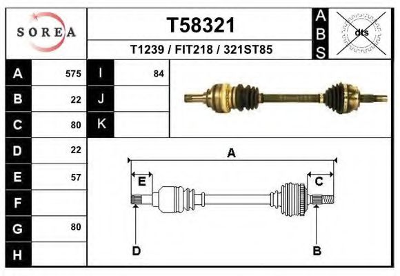 Полуось в сборе eai T58321