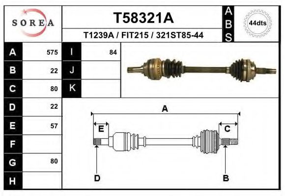 Полуось в сборе eai T58321A