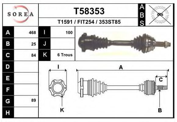 Полуось в сборе eai T58353