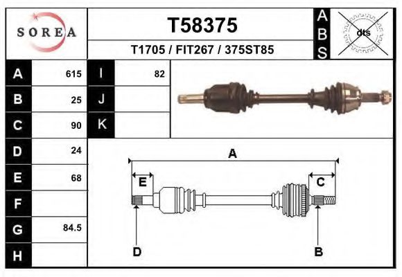 Полуось в сборе EAI T58375