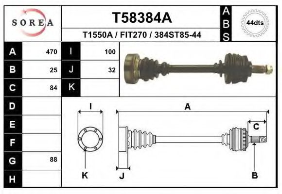 Полуось в сборе eai T58384A