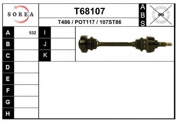 Полуось в сборе eai T68107
