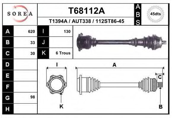 Полуось в сборе EAI T68112A