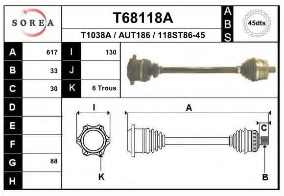 Полуось в сборе EAI T68118A