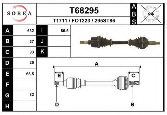 Полуось в сборе EAI T68295