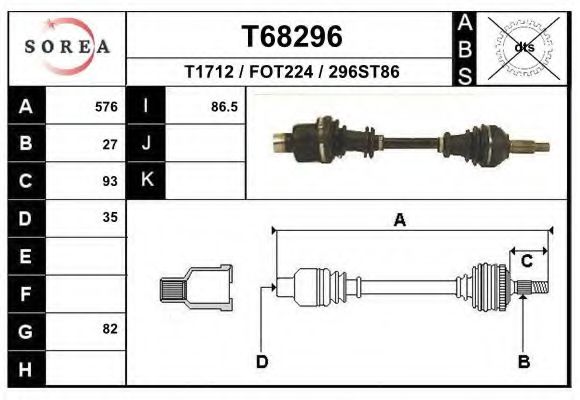 Полуось в сборе EAI T68296