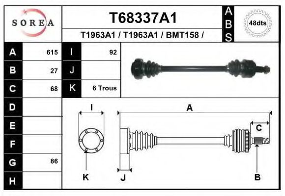 Полуось в сборе EAI T68337A1