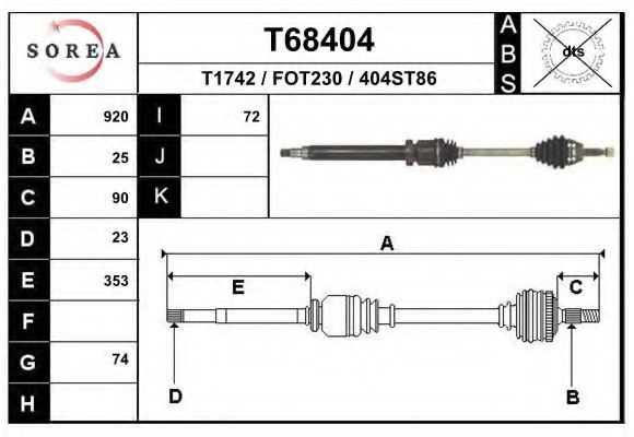 Полуось в сборе EAI T68404