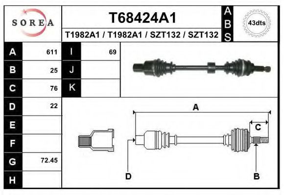Полуось в сборе EAI T68424A1